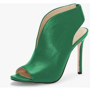 YDN Green Chic Slingback Peep Toe Stiletto High Heel Ankle Boots Cutout Sandals